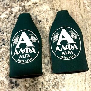 2 Athenian Alfa Beer Bottle Coozies